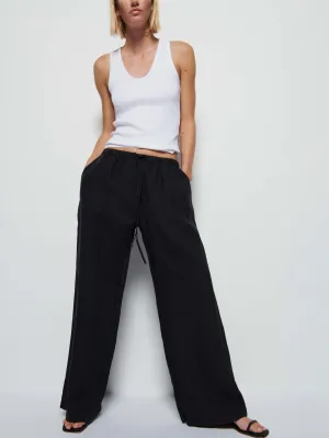 Lucia Tie Linen Pant Stable Shape