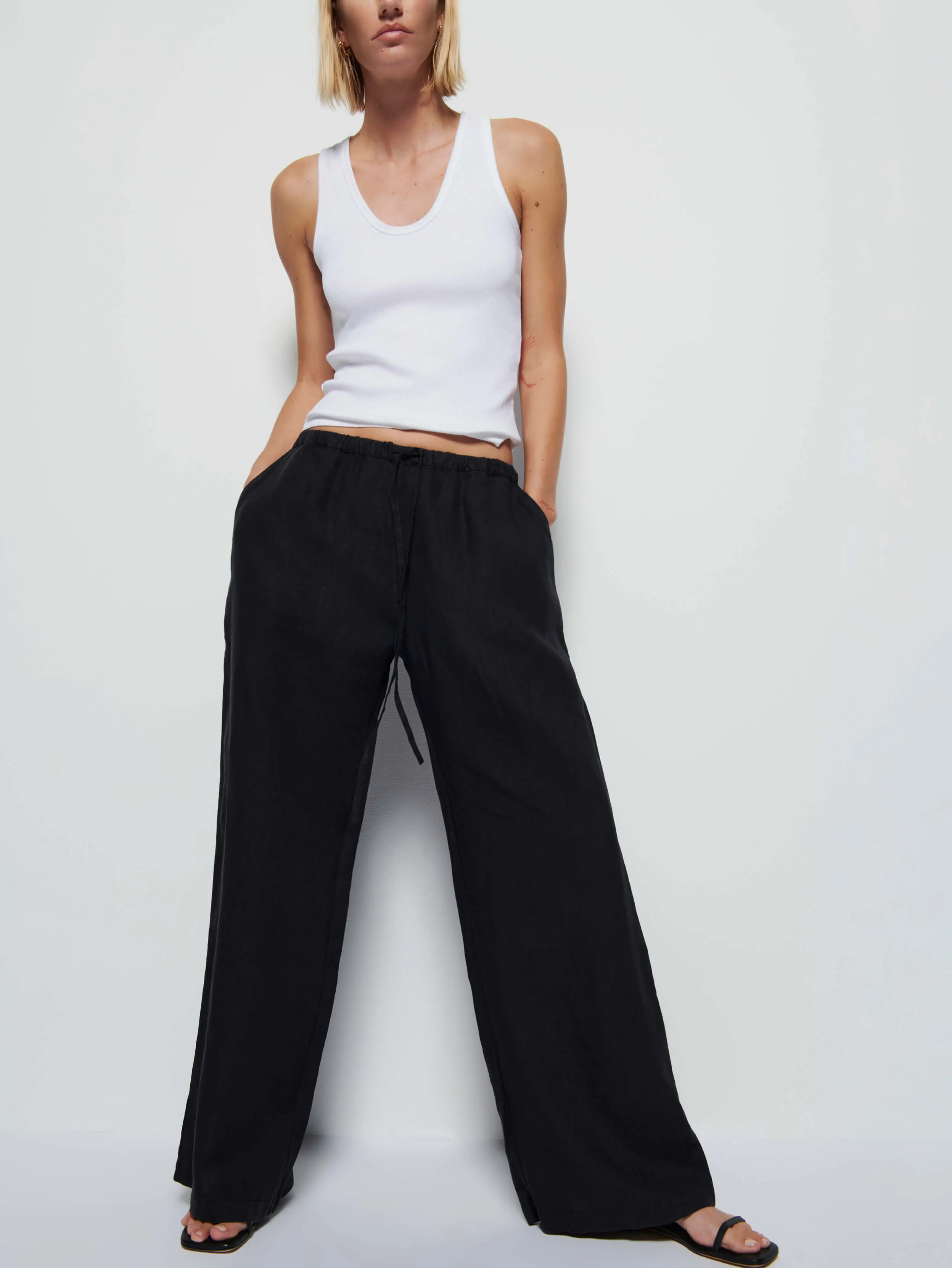 Lucia Tie Linen Pant Stable Shape