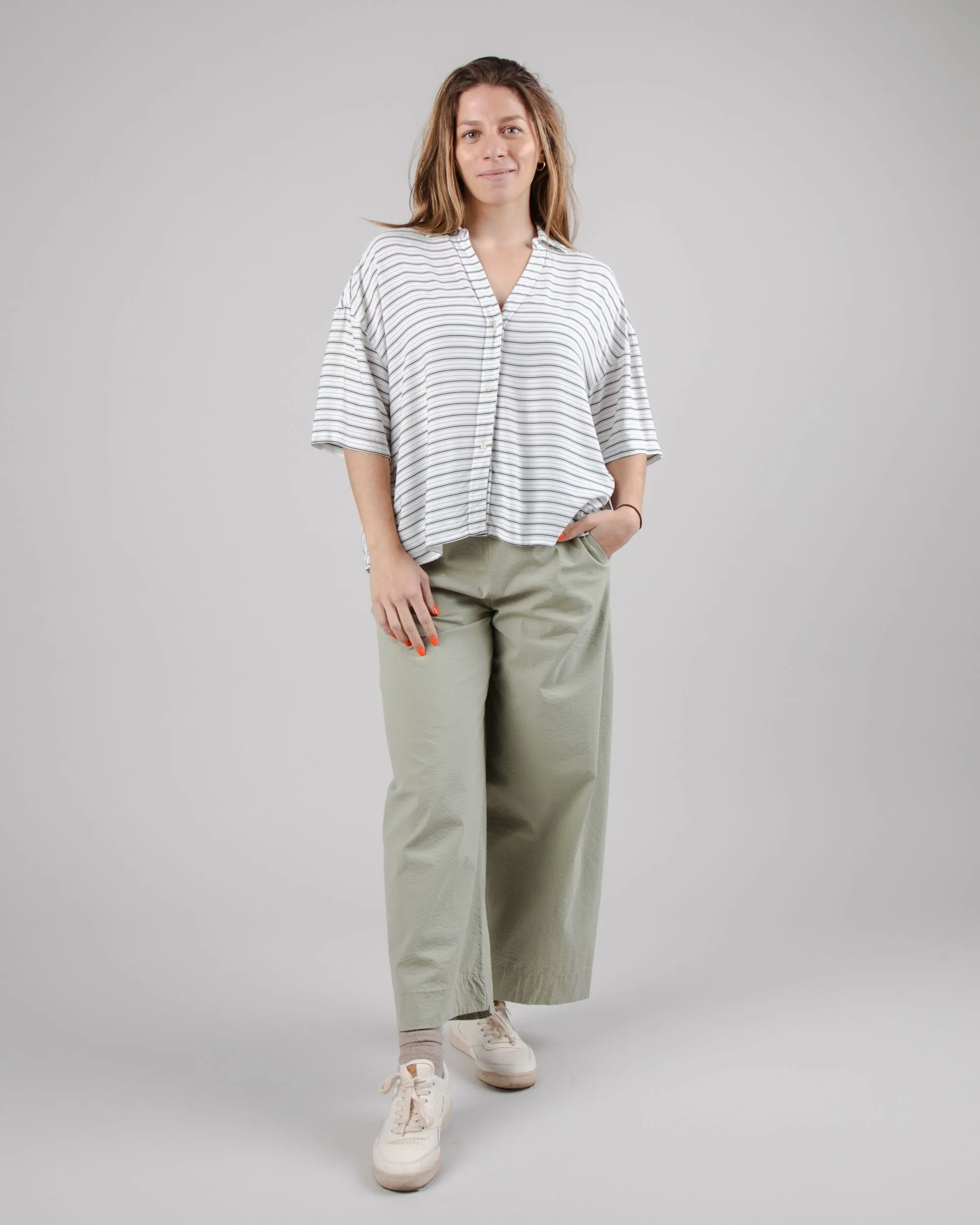 Mix Oversize Cropped Blouse Kale Tagless Design Weekend Fashion