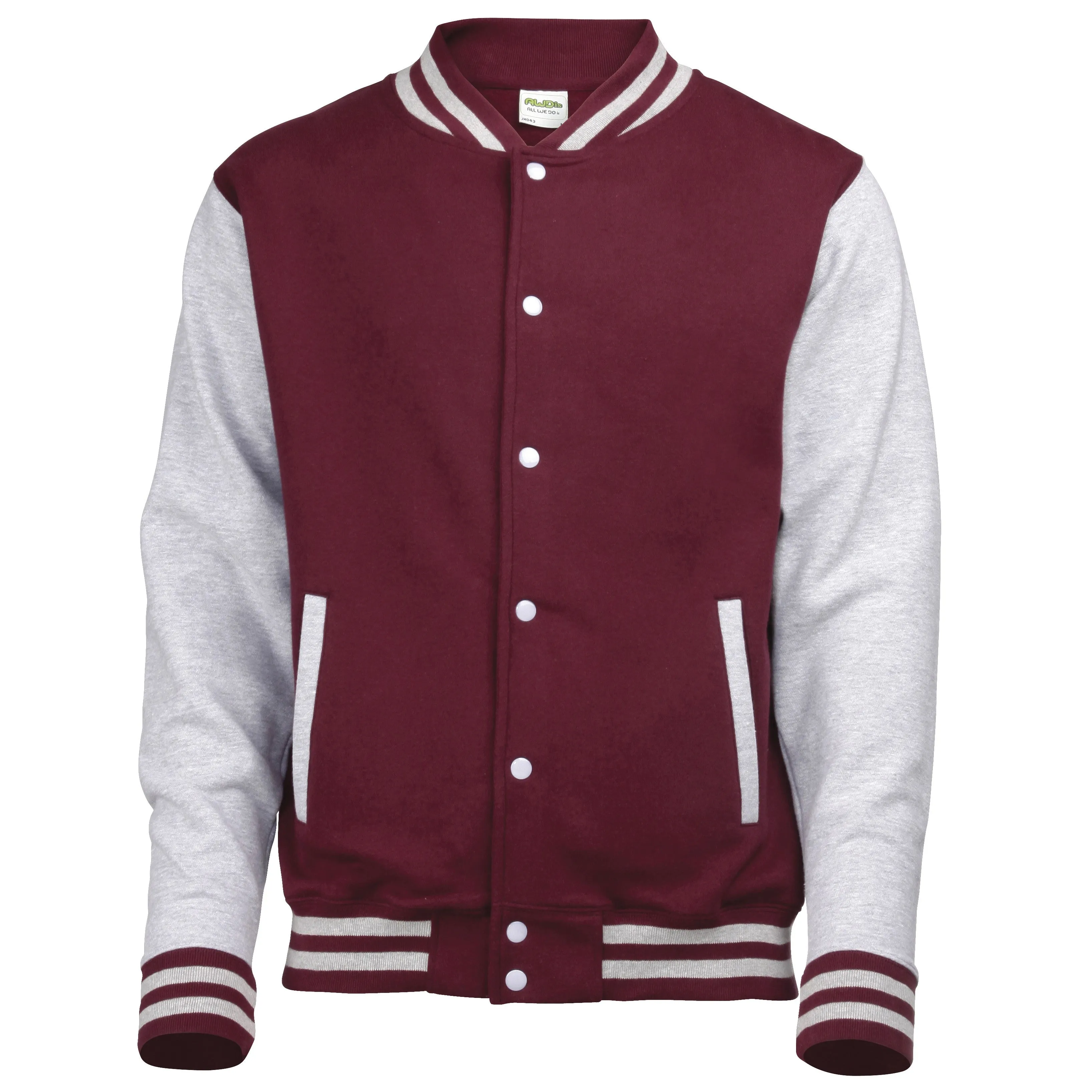 product pricing Varsity Jacket | BURGUNDY/HEATHER GREY
