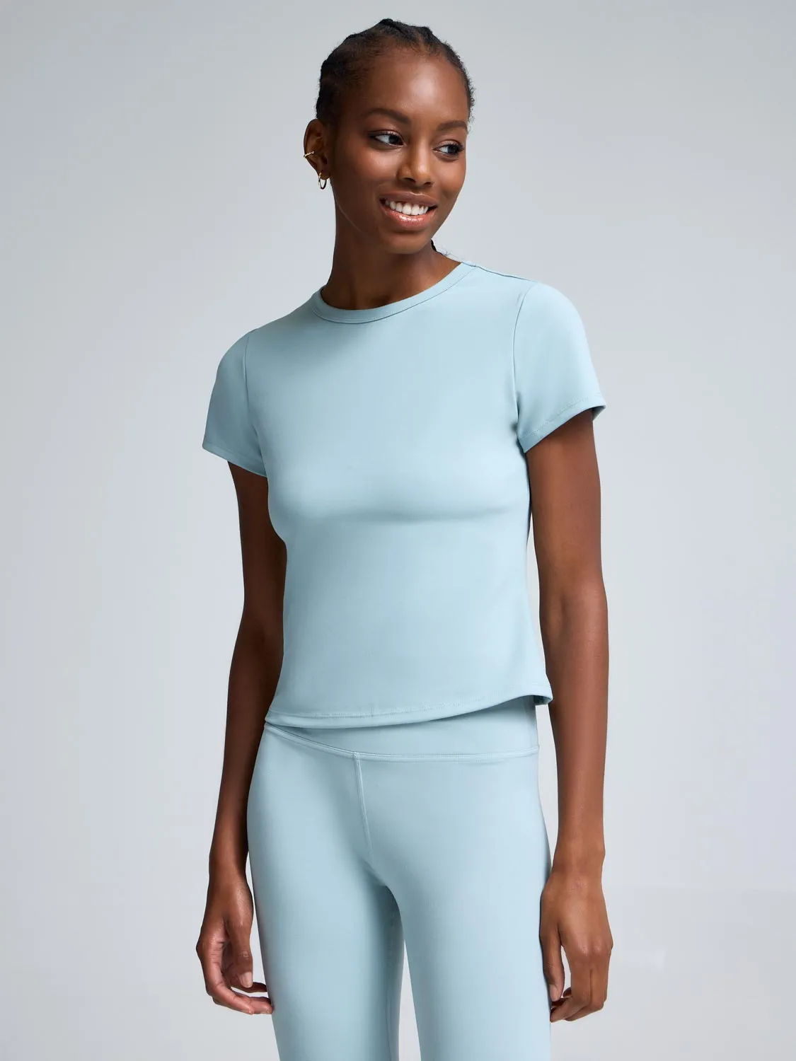 Functional Side Gussets Brushed Cropped T-Shirt