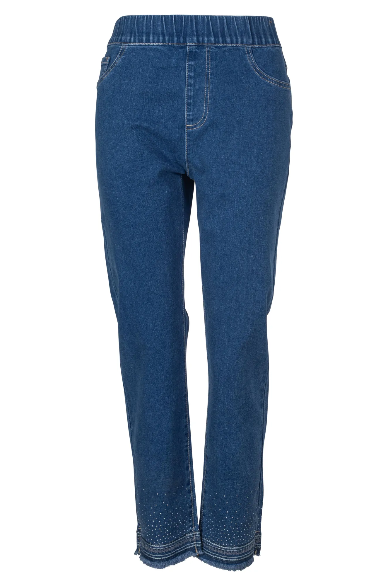 Layer-Friendly Fit Pull on Wonder Denim Capri Jeans | MID INDIGO | 6624A1