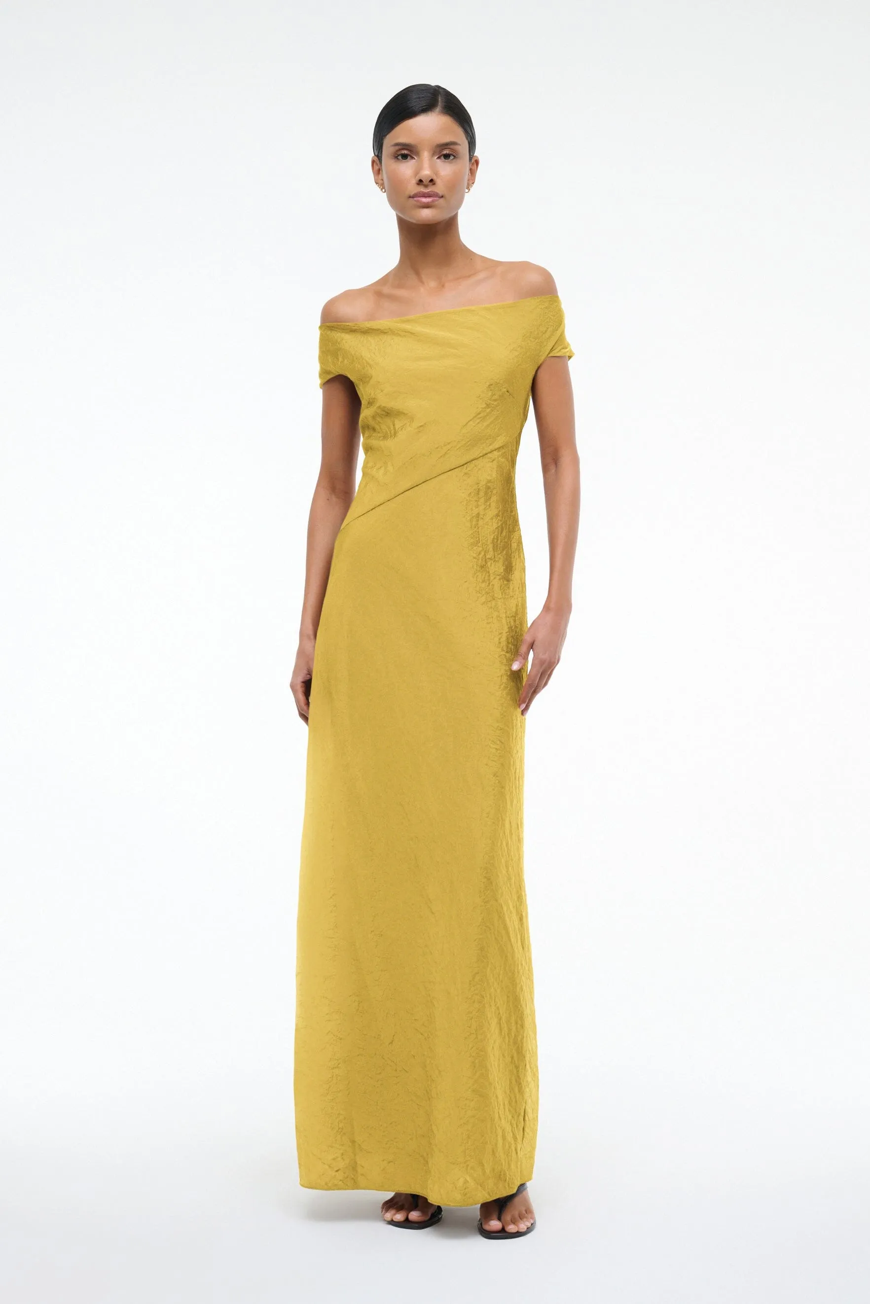 Red Carpet Pearl-Detail CHEYENNE DRESS | CHARTREUSE