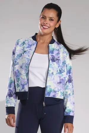 Mid Length Jacket | Blue Seascape Floral | 0804B1