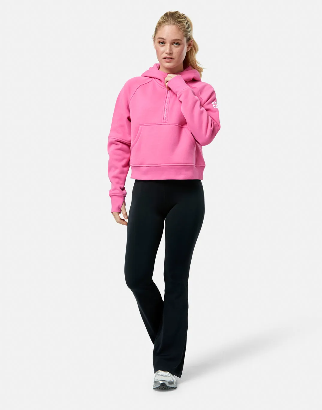 Fat Sierra Half Zip Crop Hoodie in Sangria Sunset
