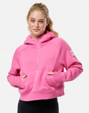 product eco friendly conscience Sierra Half Zip Crop Hoodie in Sangria Sunset