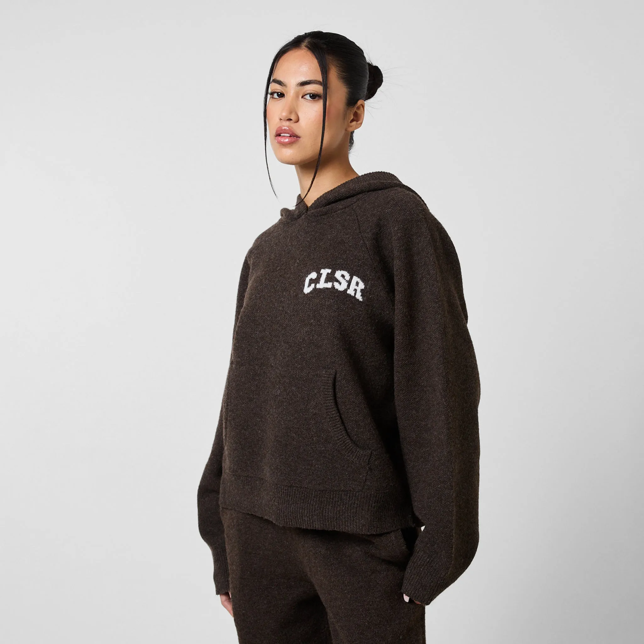 Knit CLSR Hoodie | Brown Marl Cozy And Stylish