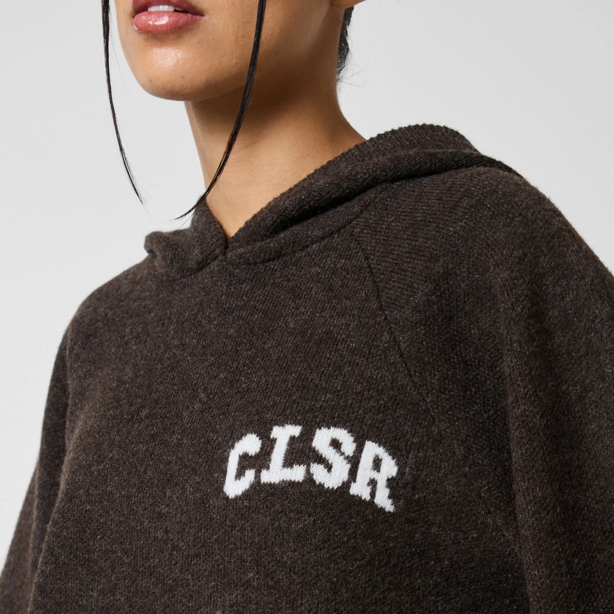 Knit CLSR Hoodie | Brown Marl fit test