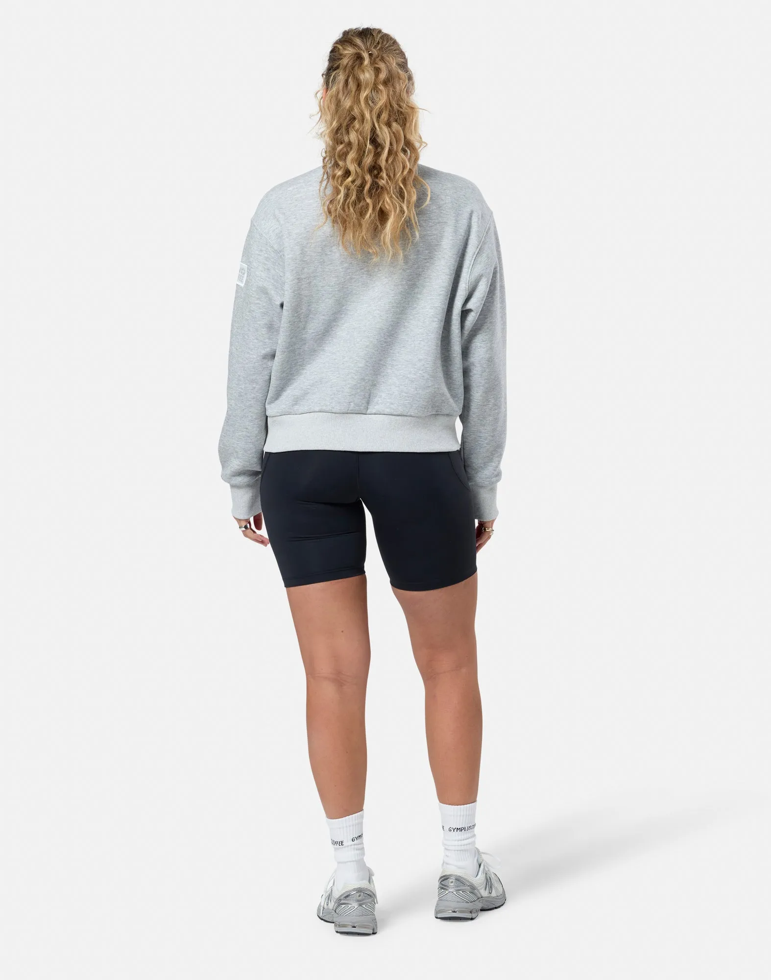 Sporty Design Relaxed Hoodie Ribbed Quarter Zip in Grey Melange