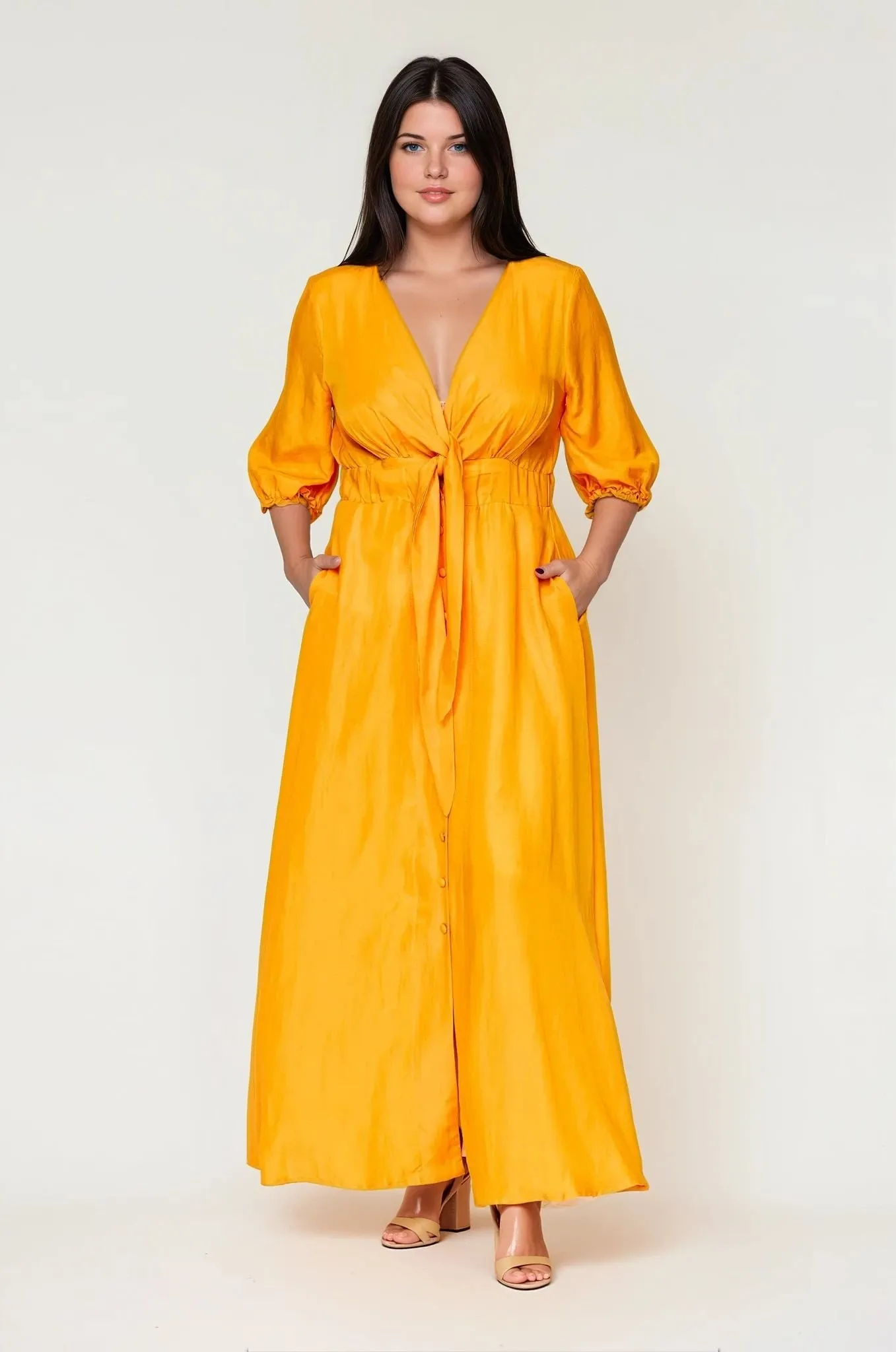 Business casual Slimming Shape Riviere Dress Long Mango - Clearance Sale