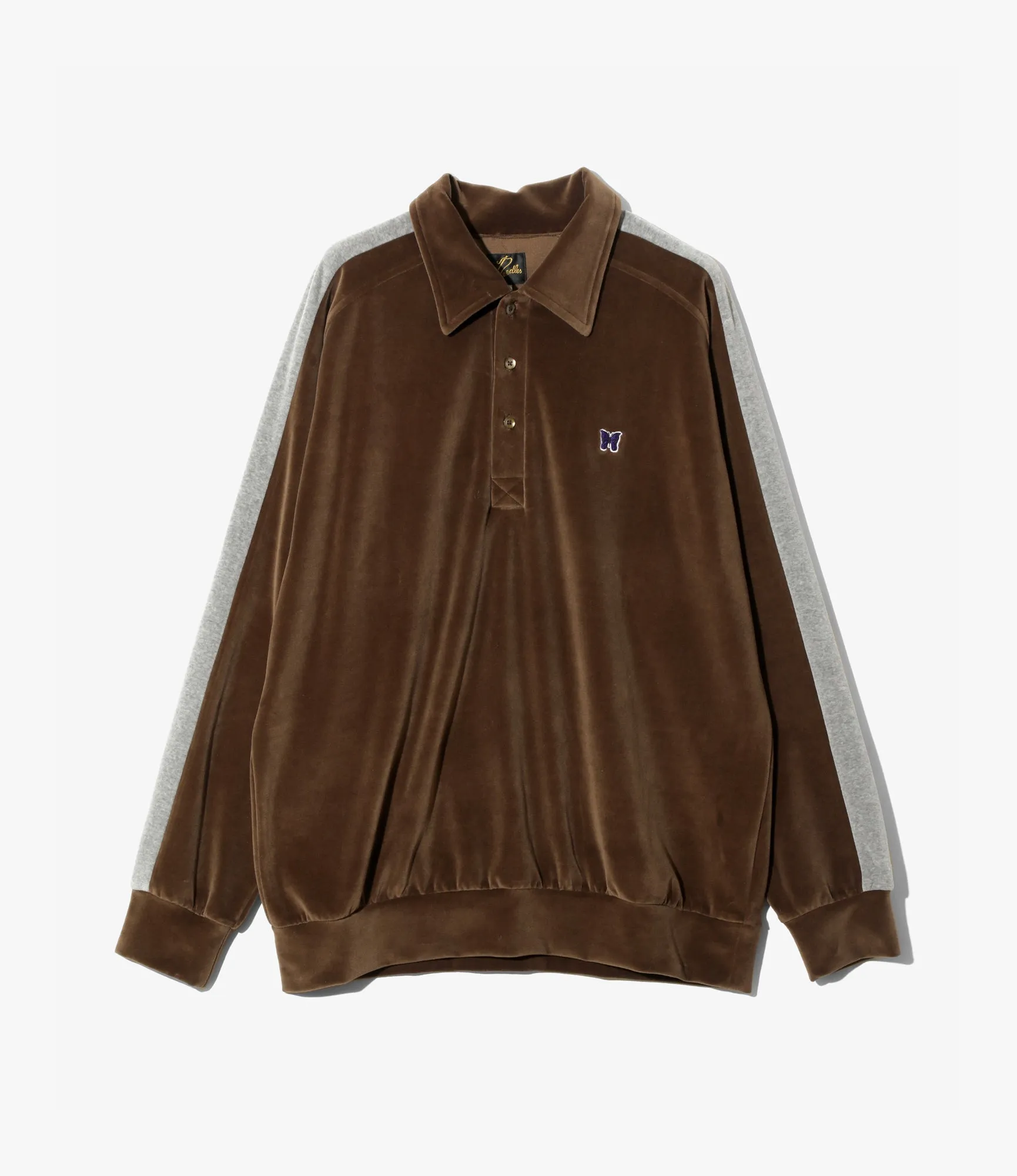 Durable Material MoistureWickingFabric Side Line Pullover Shirt ?C Brown Velour