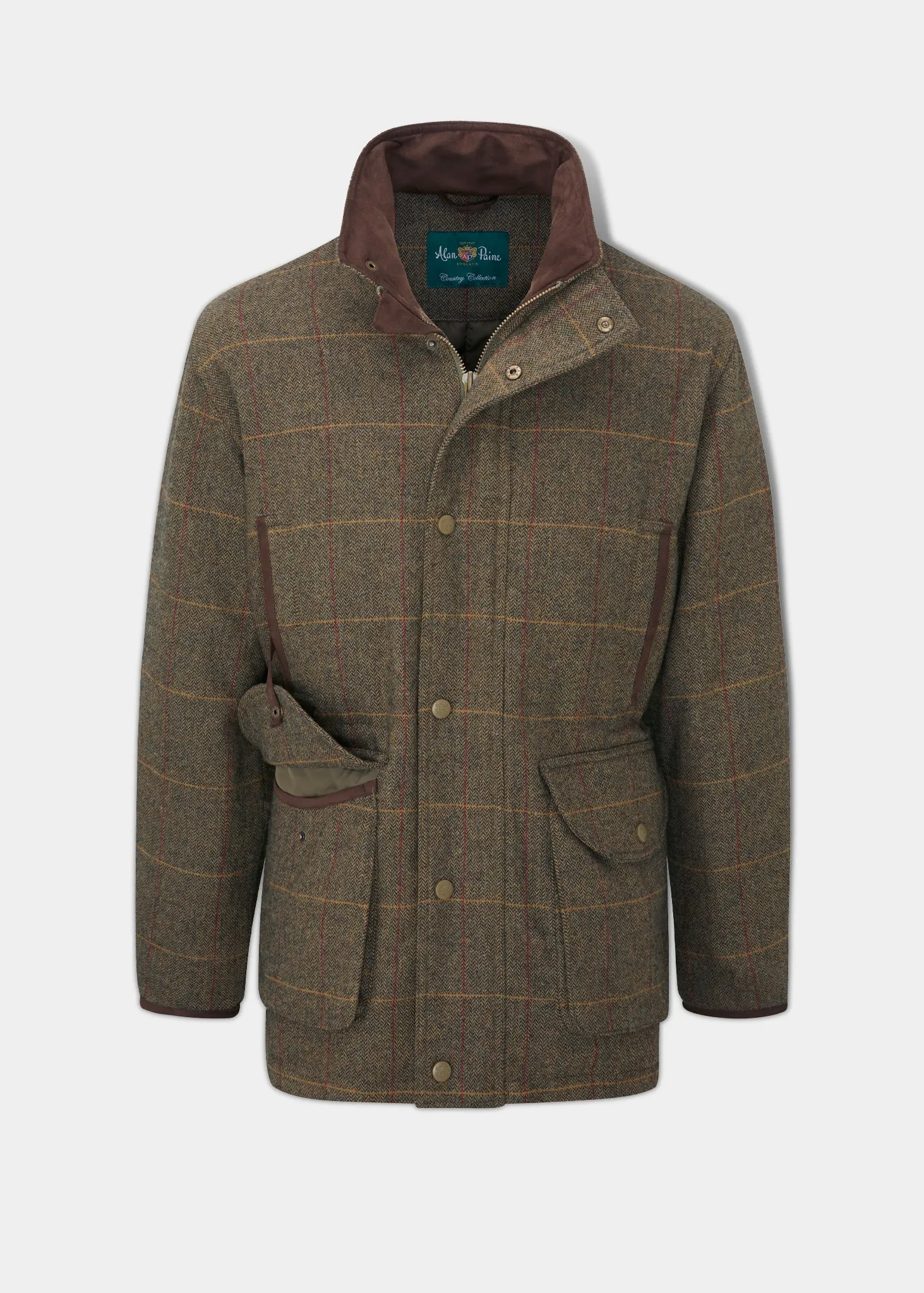 Combrook Men's Tweed Shooting Field Coat In Teak - Shooting Fit Stylish Comfort WaterRepellentFabric