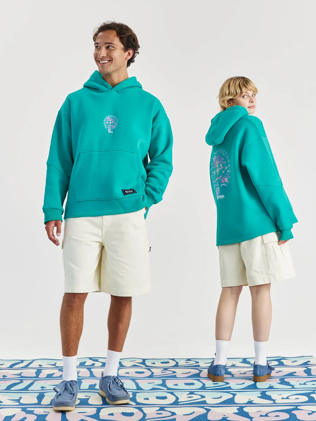 Cruz Oversized Hoodie Sea Green Core Fit young people