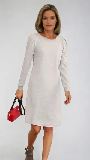 Calm Tone Cool Drape Puff Sleeve Sweatshirt Dress