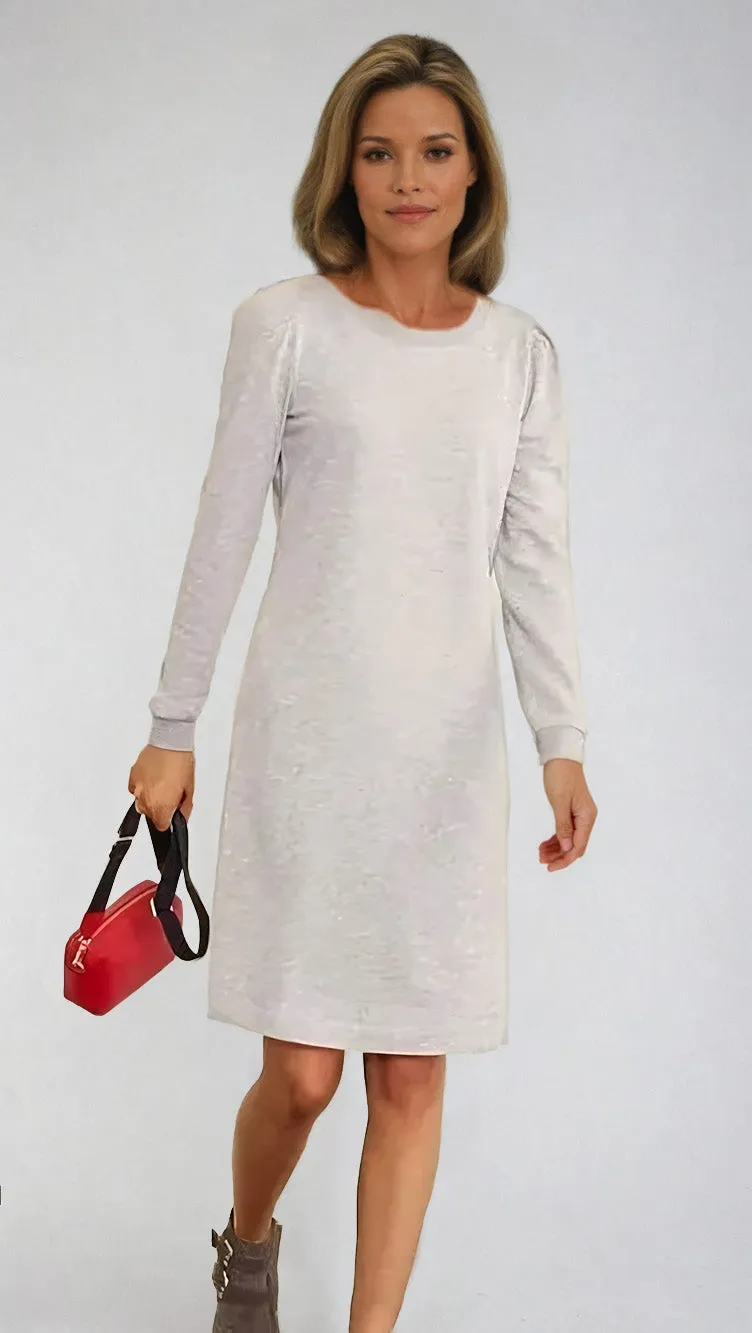 Calm Tone Cool Drape Puff Sleeve Sweatshirt Dress