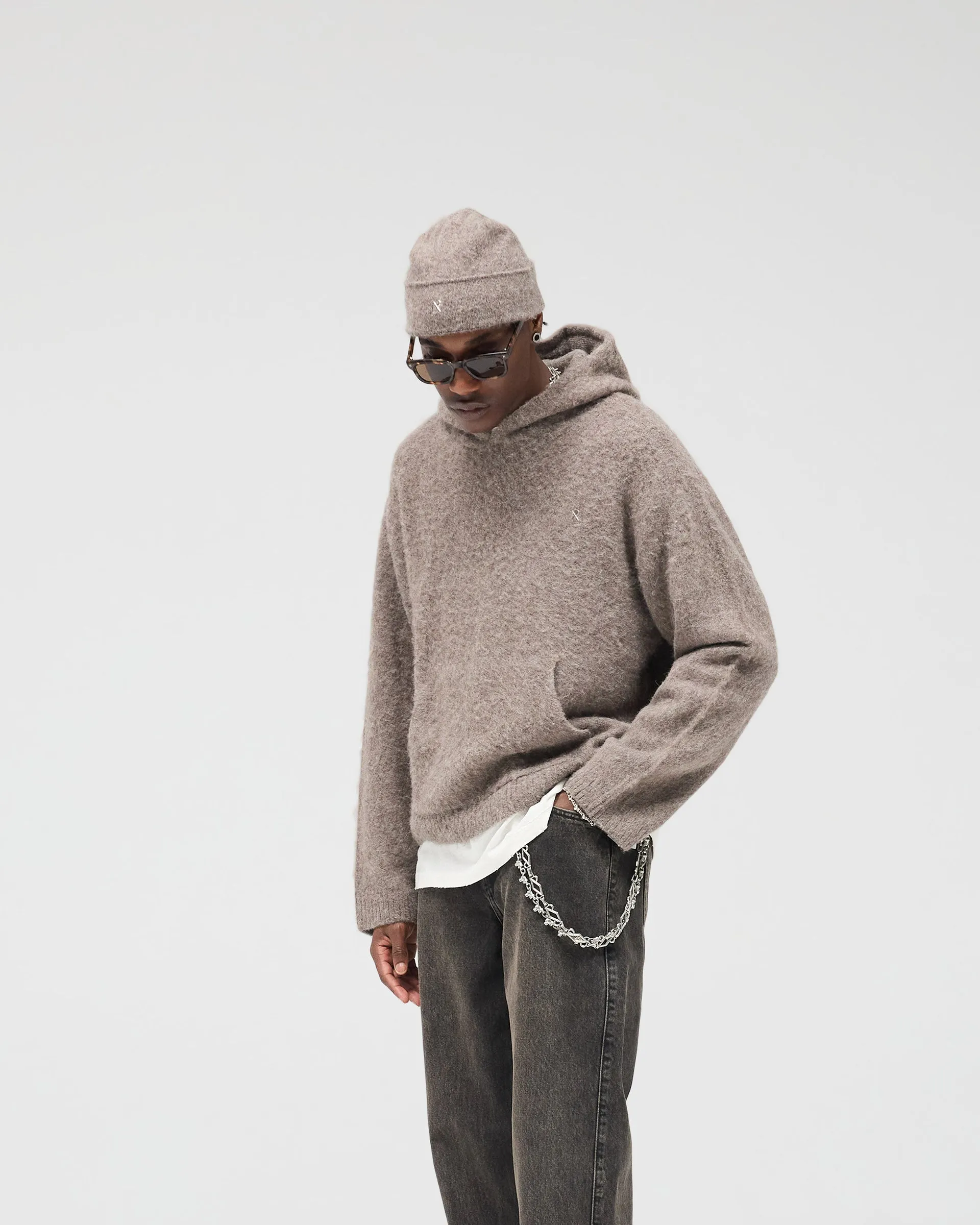 Breathable Stretch Fabric Textured Borg Hoodie - Nero