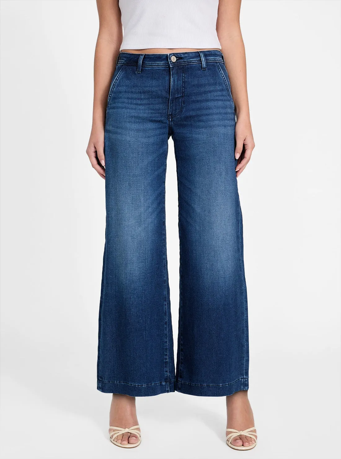 Stylish Fit Ready to Wear Cheval Blue Zoya Wide Leg Jeans in Medium Wash