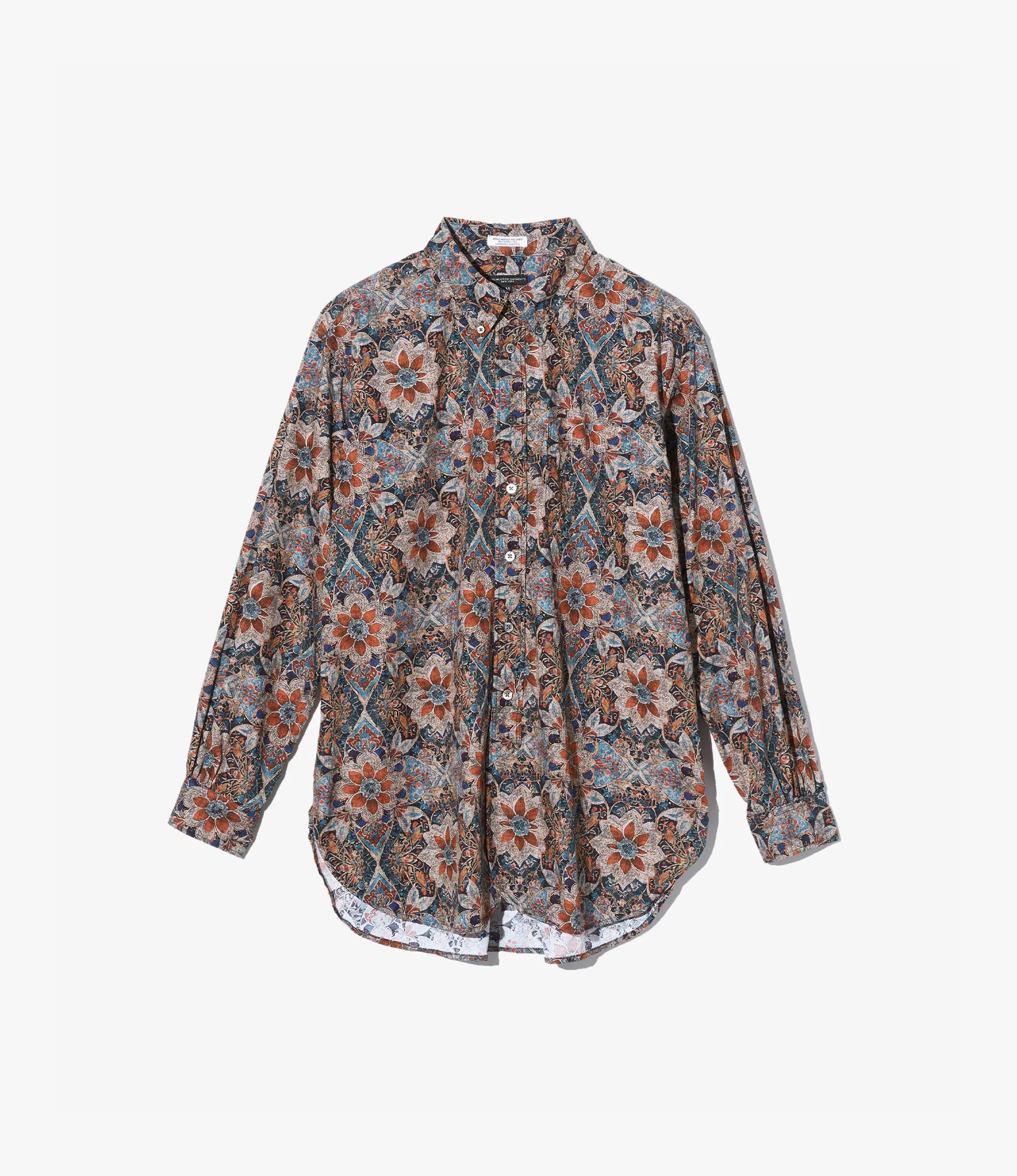 Outdoor Adventure MoistureWicking 19th Century Button Down Shirt ?C Orange/Navy Floral Cotton Lawn