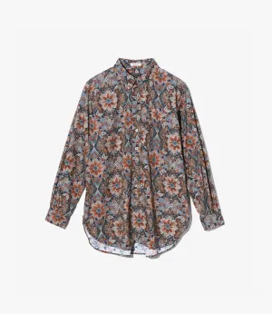 Outdoor Adventure MoistureWicking 19th Century Button Down Shirt ?C Orange/Navy Floral Cotton Lawn