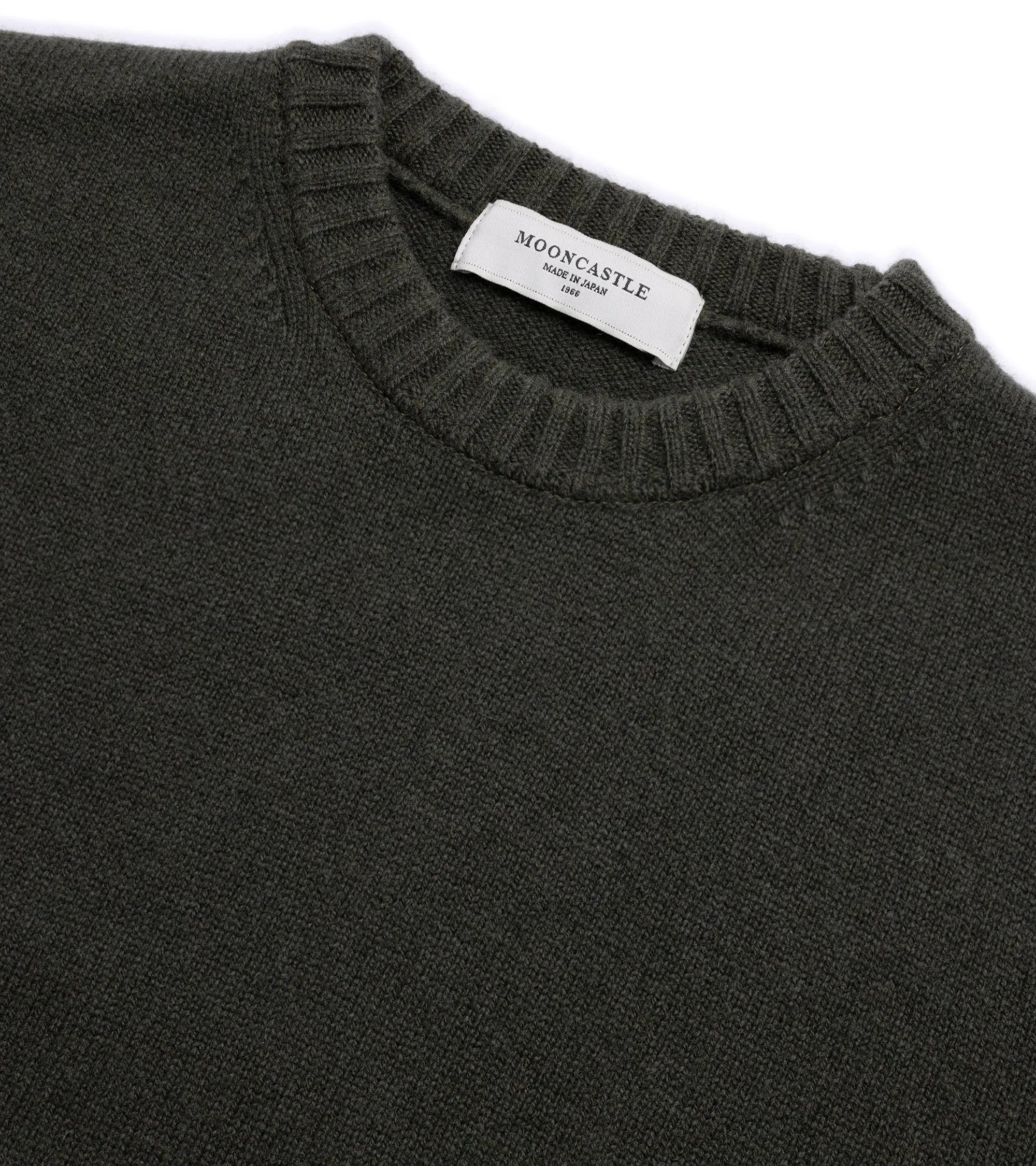 LowProfile Design Mooncastle Wool Cashmere Silk Crew Neck Sweater: Moss Green
