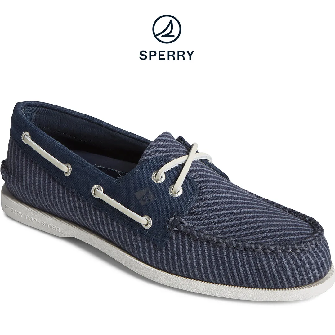 Sperry Men's Authentic Original? Nautical Leather Boat Shoe Navy (STS25254) Punch Hike