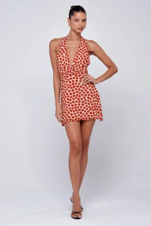 Satin Touch Minimalist feel Clint Dress in Campari