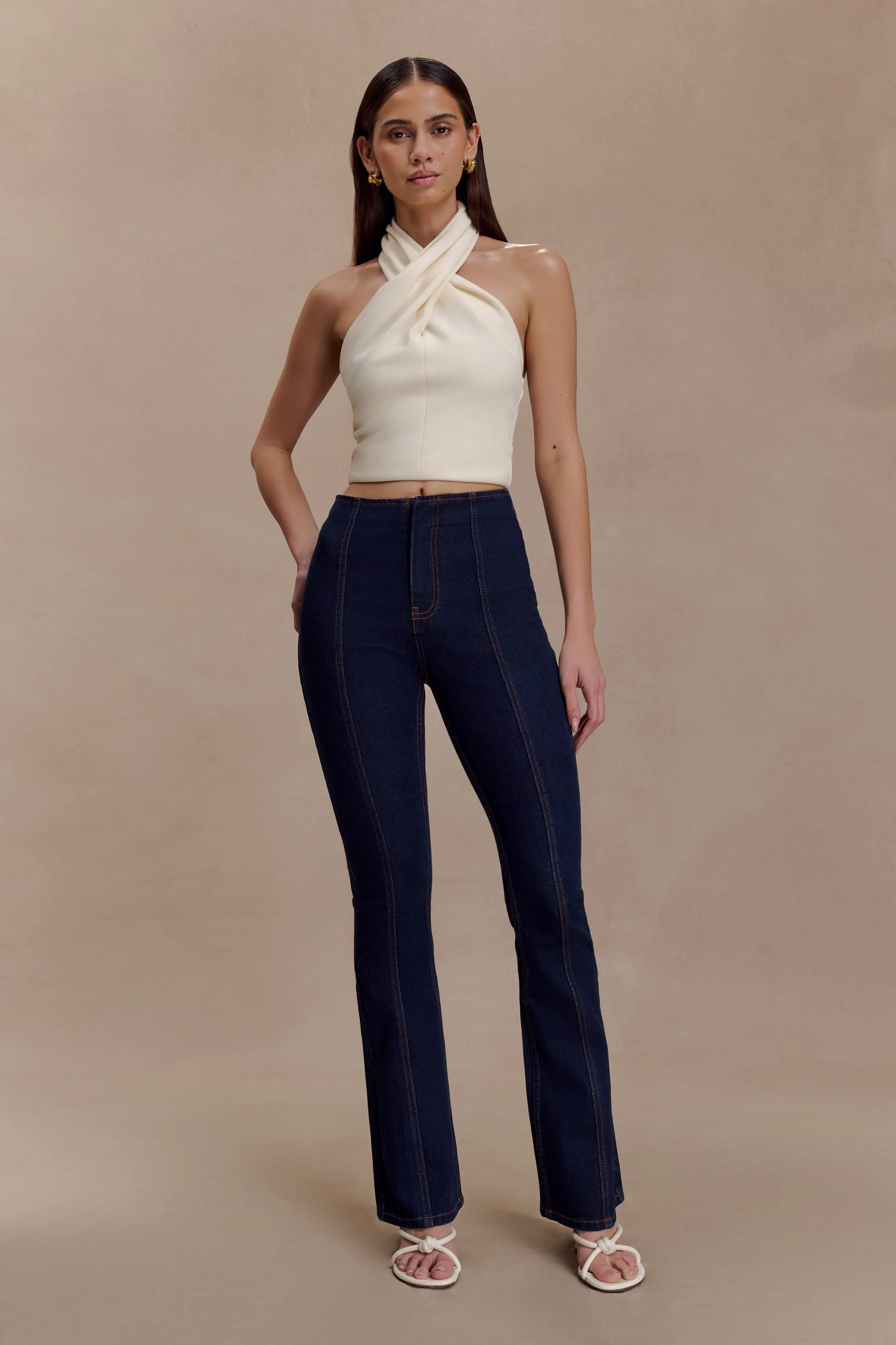 Yearlong Fit Clio Paneled Flare Jeans - Indigo Blue