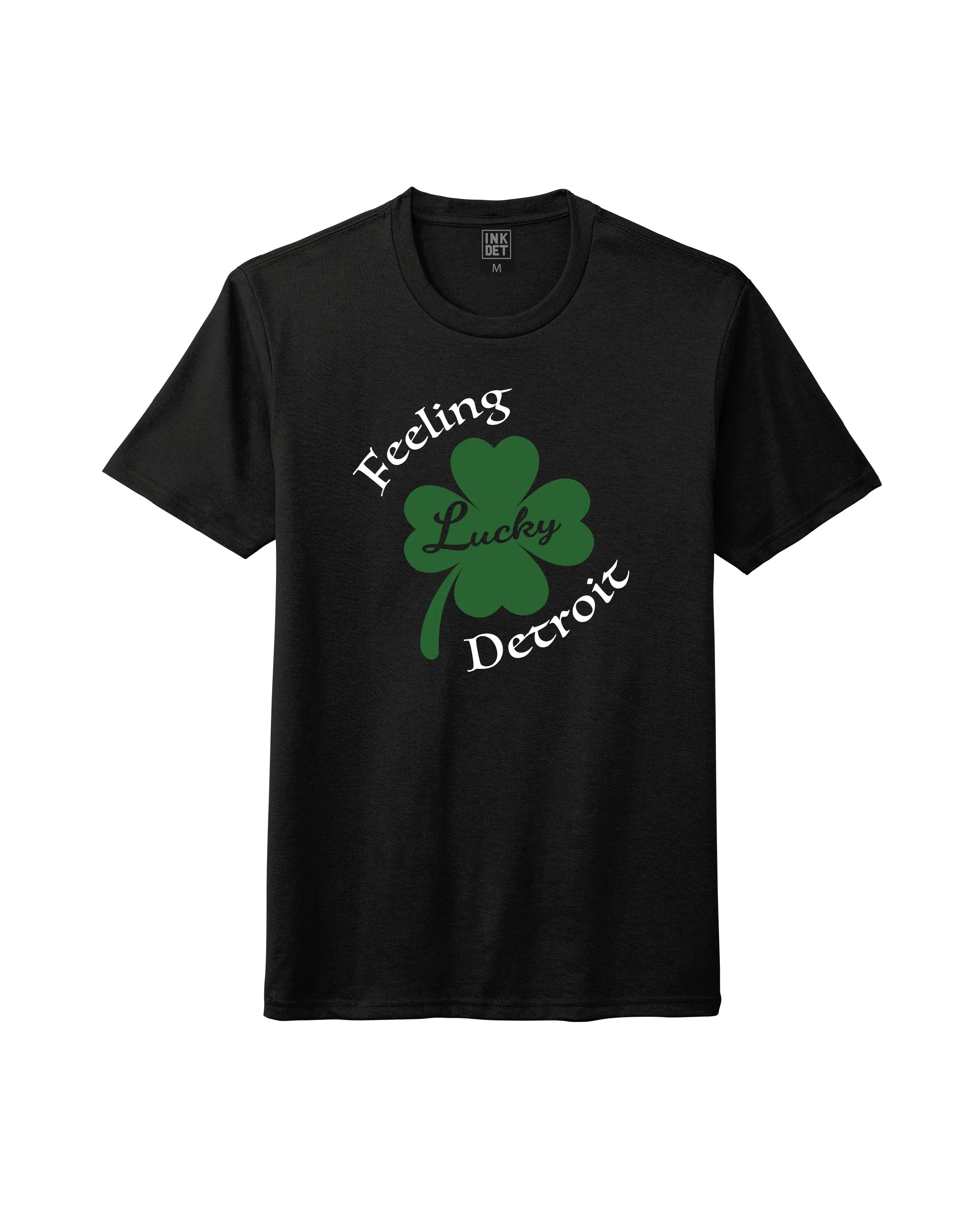 Smooth Finish Trendy Look Ink Detroit - Feeling Lucky Detroit Tri-Blend - T-Shirt - Black