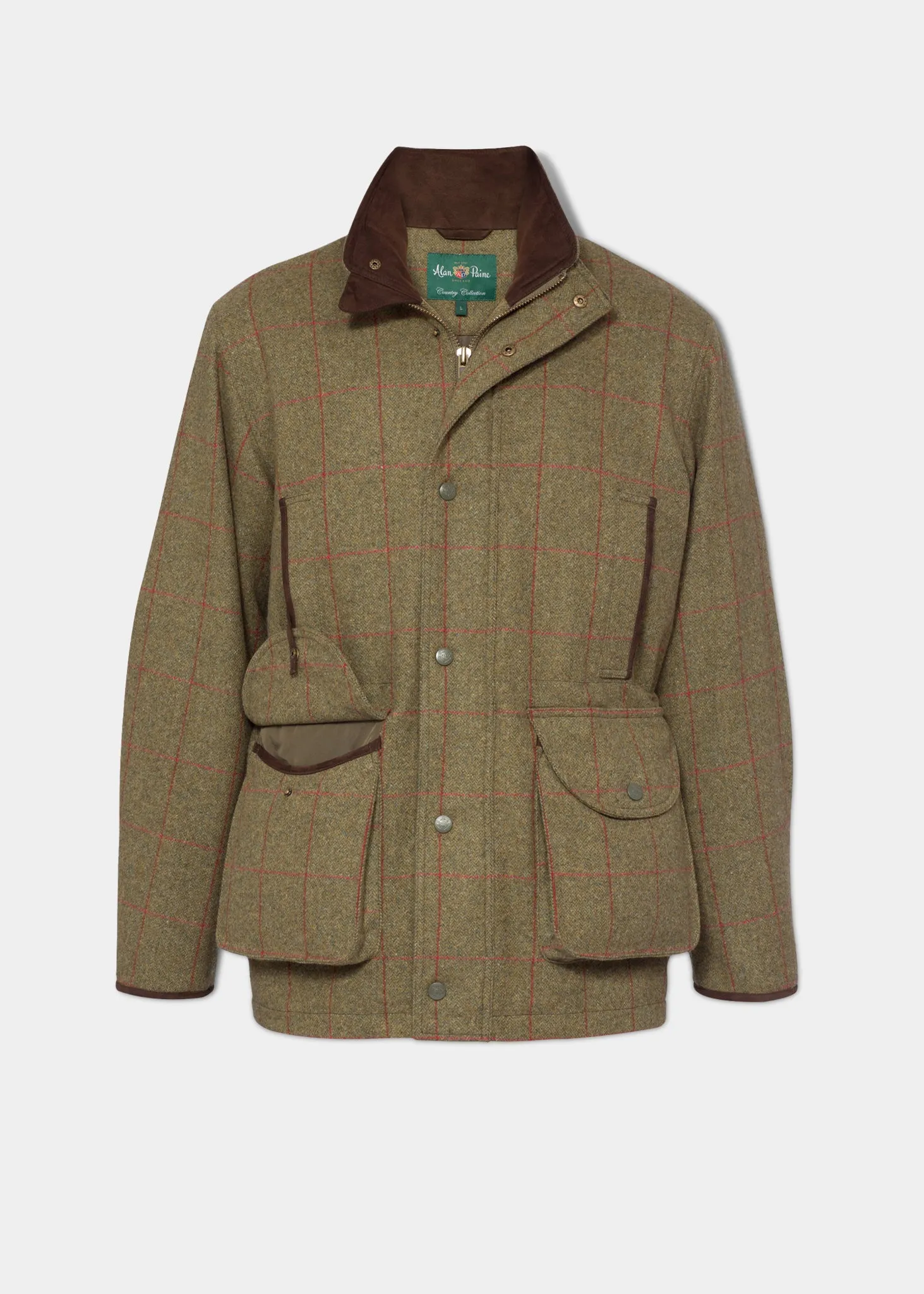 Combrook Men's Tweed Shooting Field Coat In Sage - Shooting Fit Lightweight Warmth Core