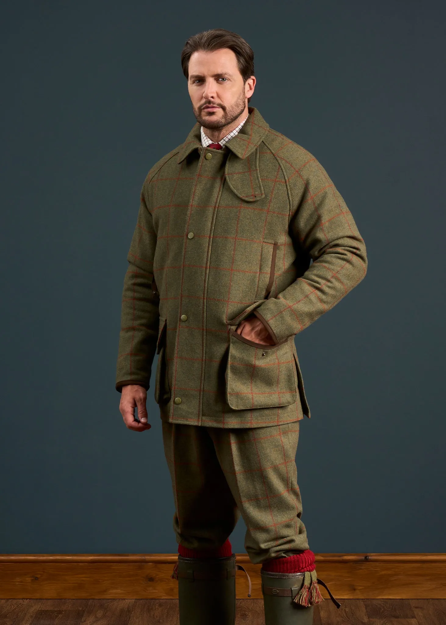 Combrook Men's Waterproof Tweed Coat In Reed - Regular Fit Trail To Town
