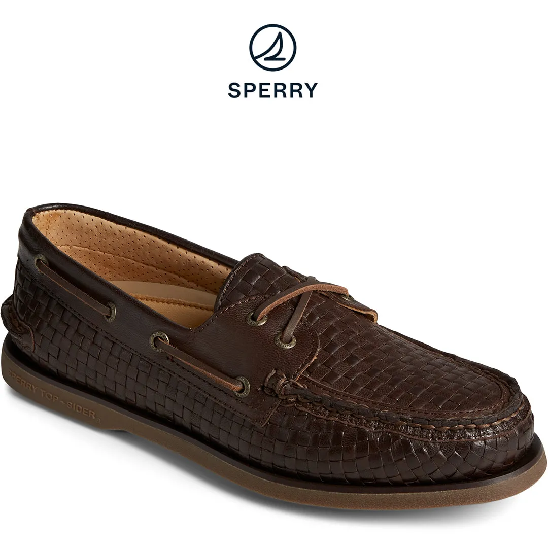 Men's Authentic Original? Gold Cup? Woven Boat Shoe - Brown (STS25052) Shine Hike