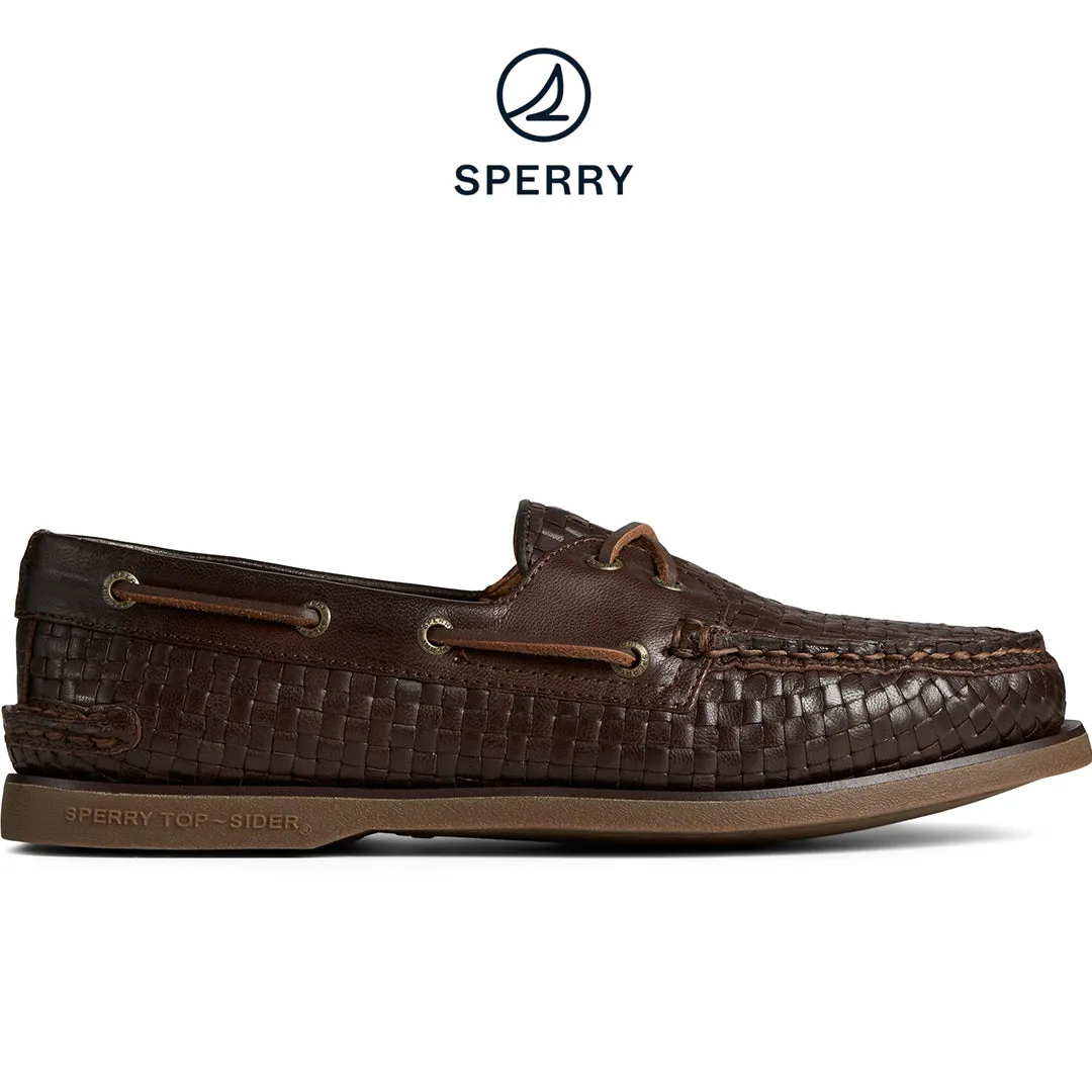 Ankle Support Padding Men's Authentic Original? Gold Cup? Woven Boat Shoe - Brown (STS25052)