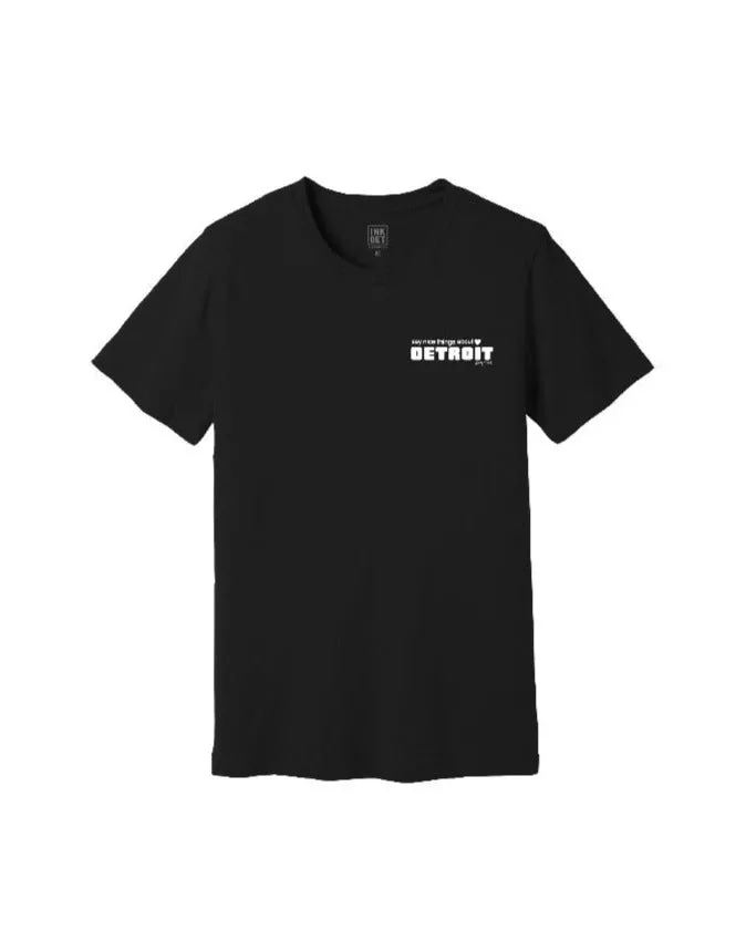 Say Nice Things About Detroit Left Chest Print T-Shirt - Black Classic Style Trend Sleek Layers