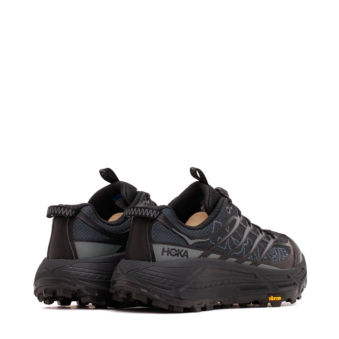 Hoka One One Unisex Mafate Three2 Wordmark Black Outer Orbit 1175490-BCKT running on flat terrain shoes sports lover