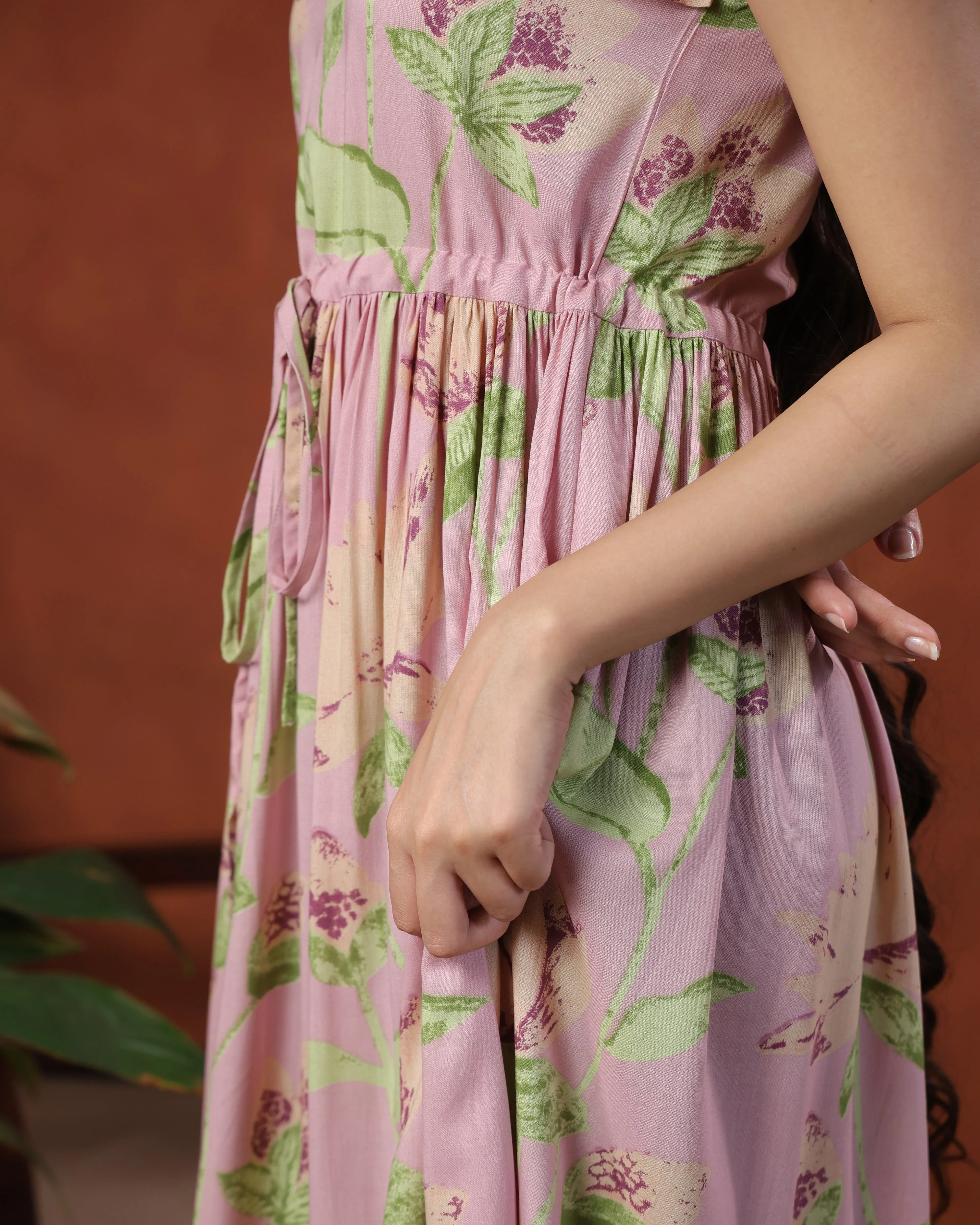 Sophisticated Style Artistic Edge Women's long dress with tie up straps