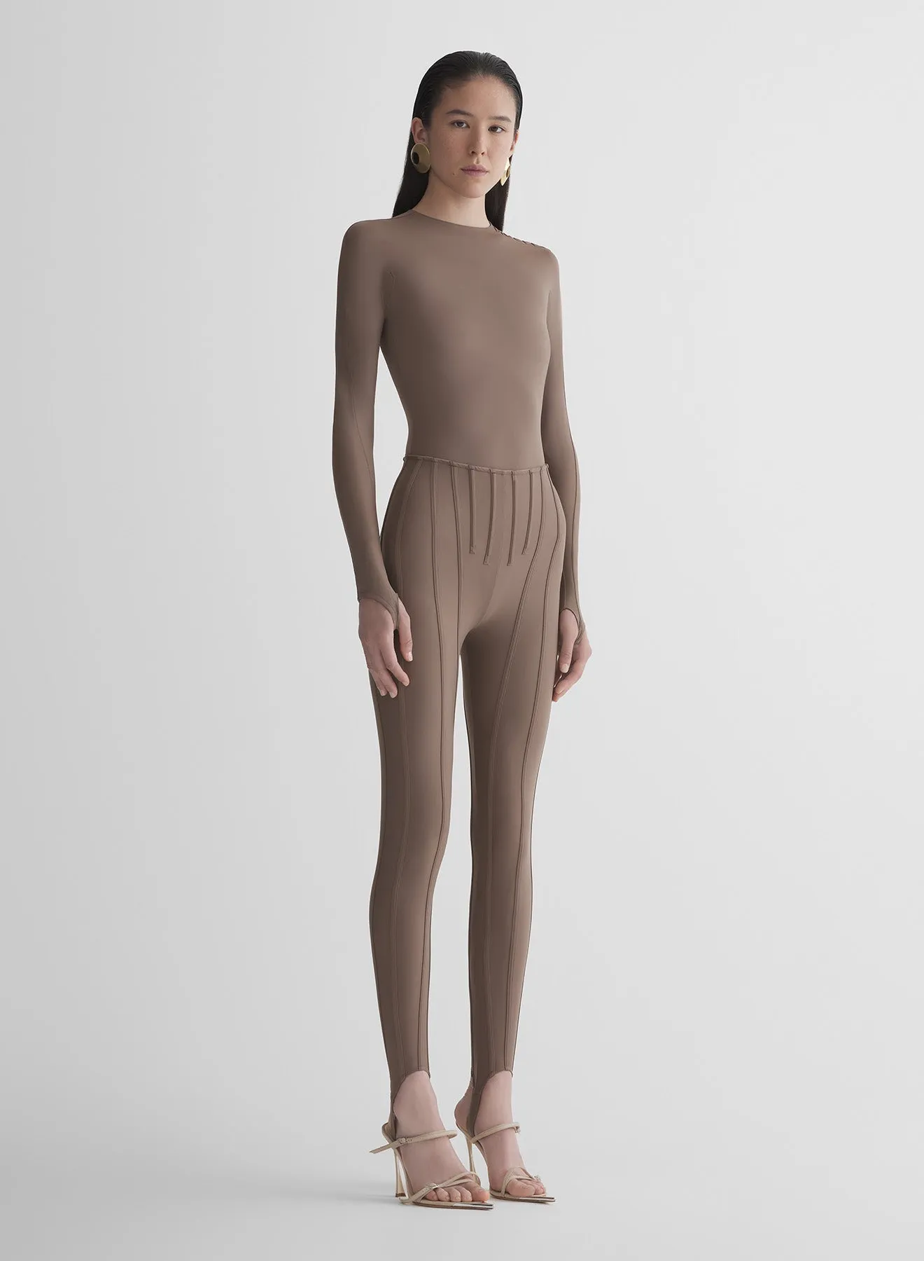 Sweat Resistant AntibacterialCoating mocha corseted leggings