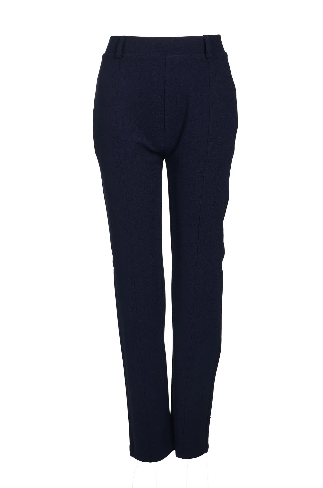 Soft Texture Tailored Wear Short pull on Stretch Crepe Pants | NAVY | 8222B1