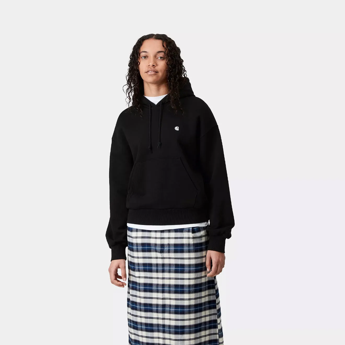 Carhartt WIP Womens Hooded Casey Sweatshirt Black / Silver Travel Sporty Satin