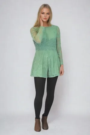 Sharp Motion Gender Free Lace Long Sleeve Playsuit