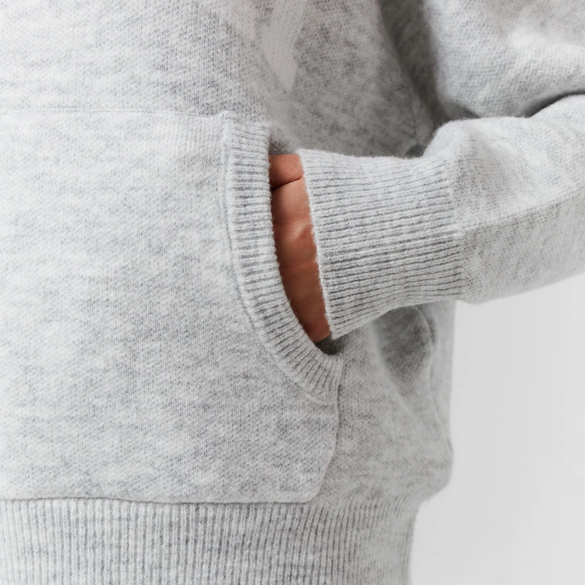 anti shrinking Knit Hoodie | Light Grey Marl