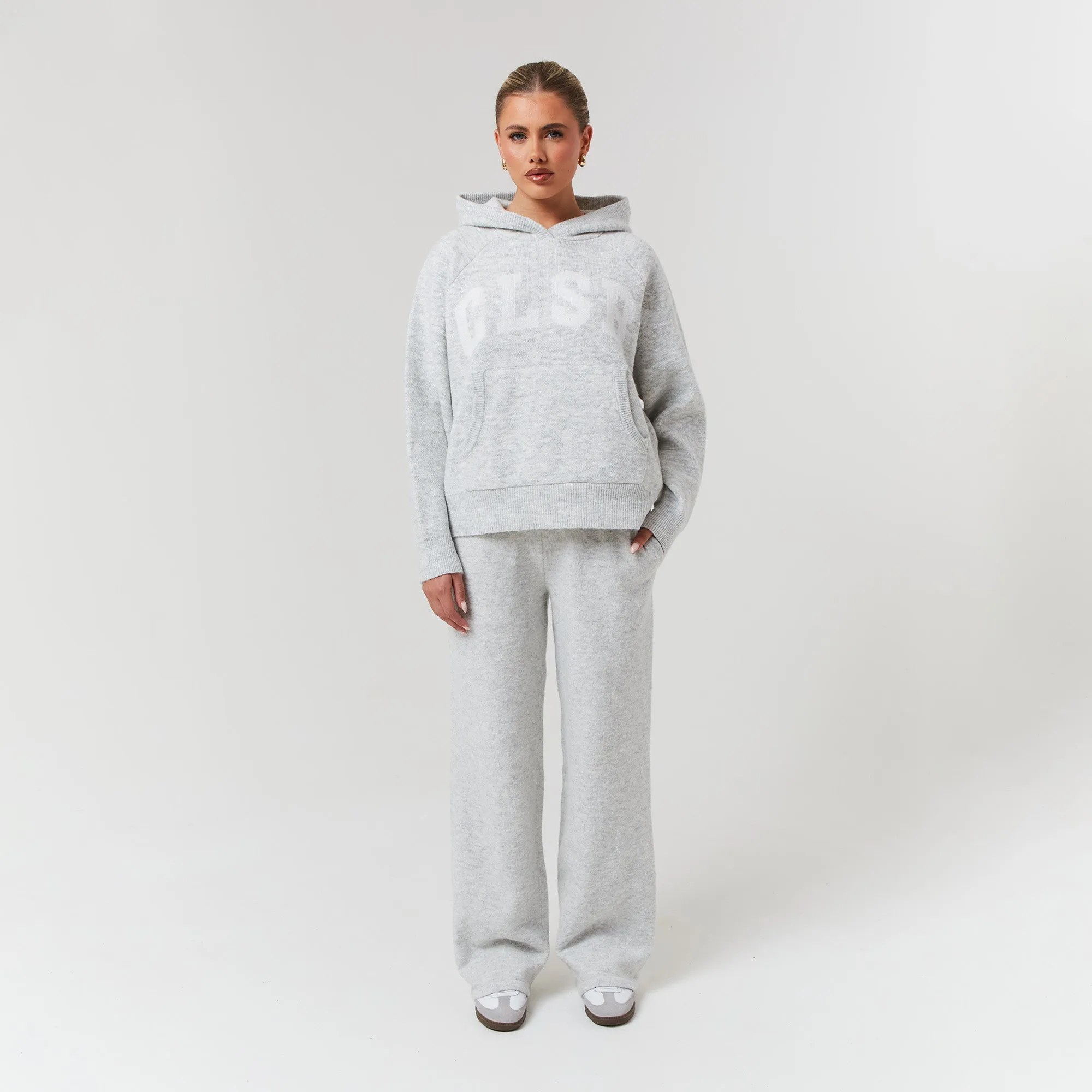 Knit Hoodie | Light Grey Marl date night look