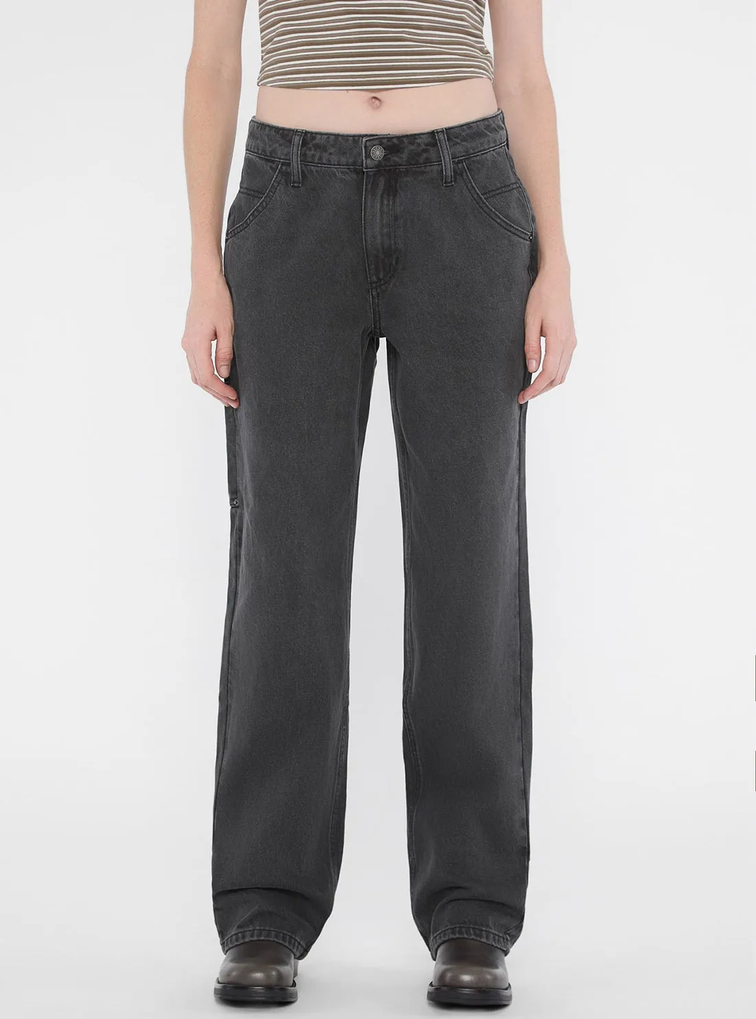Guess Originals Grey Kit Carpenter Pant Curved Seam Construction Ready to Wear