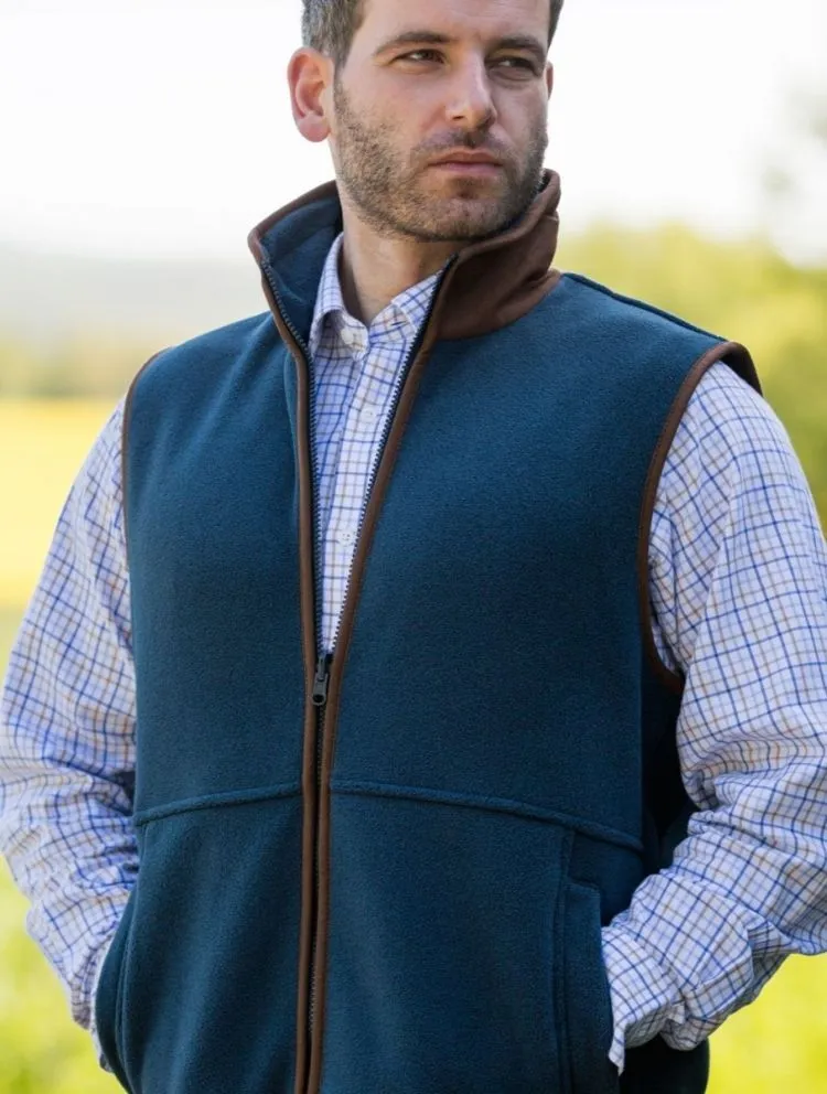 Classic Style Outfit Durable Hemming Aylsham Men's Fleece Gilet In Blue Steel - Regular Fit