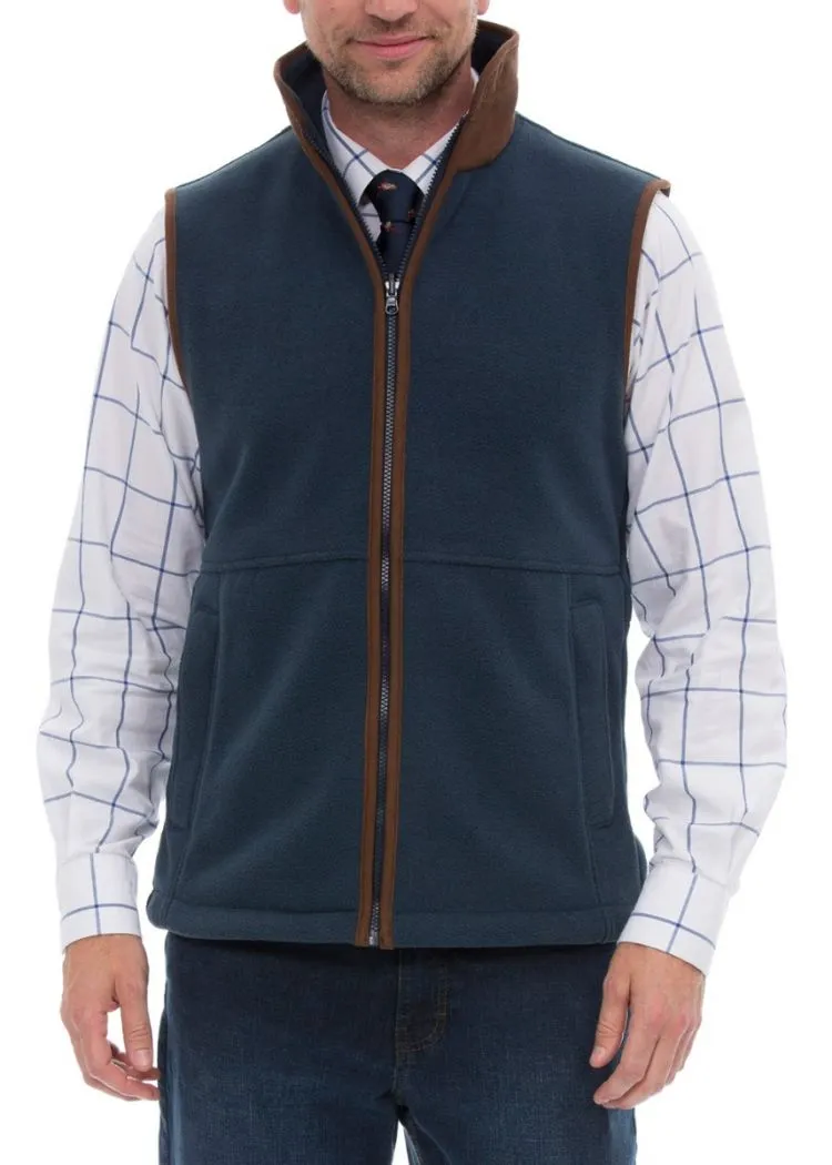 Minimal Design Brunch Outfit Aylsham Men's Fleece Gilet In Blue Steel - Regular Fit