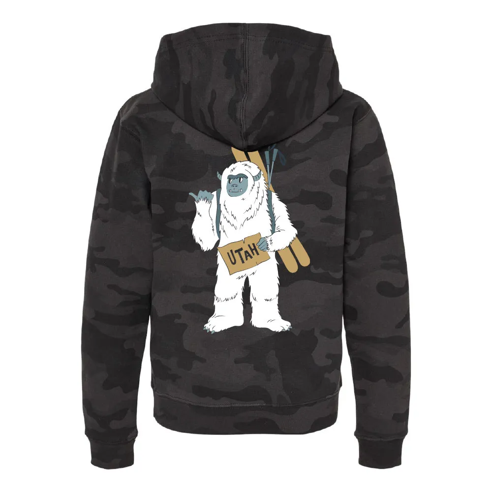 Water resistant coating Ski Utah Yeti Youth Hoodie - Multiple Colorways