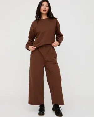 Noor Mocha Brown Wide Leg Trousers Movement Ease