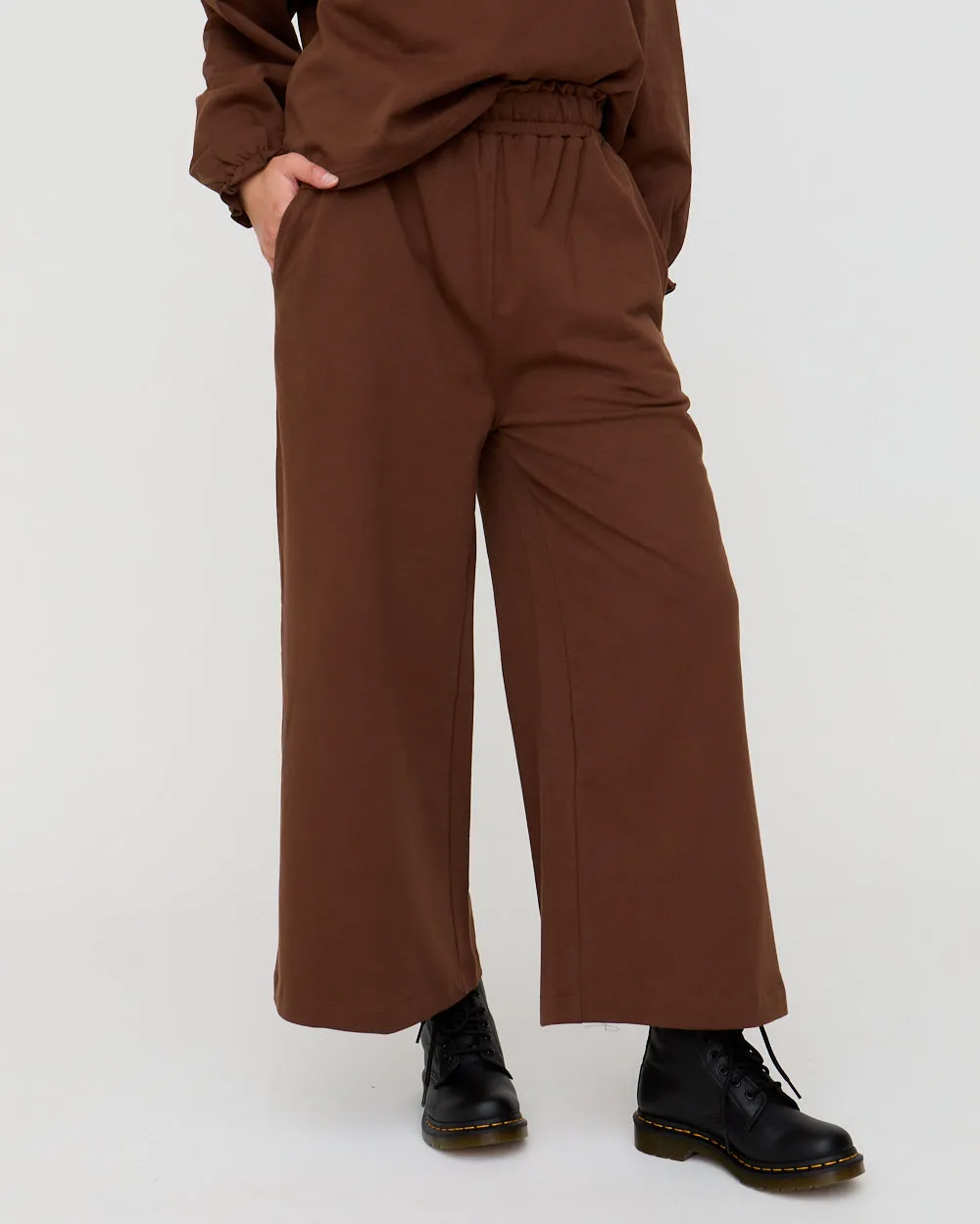 Noor Mocha Brown Wide Leg Trousers Non Irritating Seams