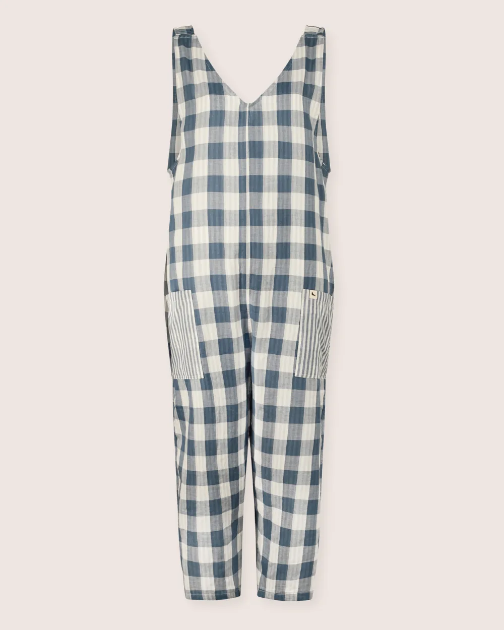 Grace Multicolour Marine Check Print Reversible Wide Leg Jumpsuit Recycled Polyester
