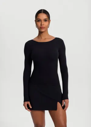 Basic Wear Open-Back Long Sleeve Top