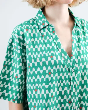 Anti Shrinkage Treatment Sunset Cropped Blouse Green